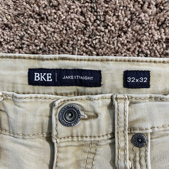 BKE Jake Jeans Mens 32/32 Tan Khaki Slim Straight Cotton Stretch Preppy School - Picture 4 of 10